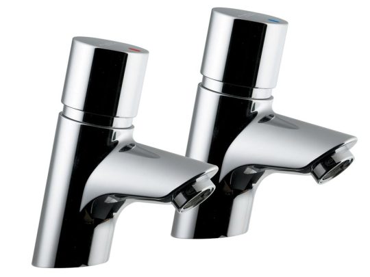 Avon 21 Self Closing Pillar Taps - Push Button
