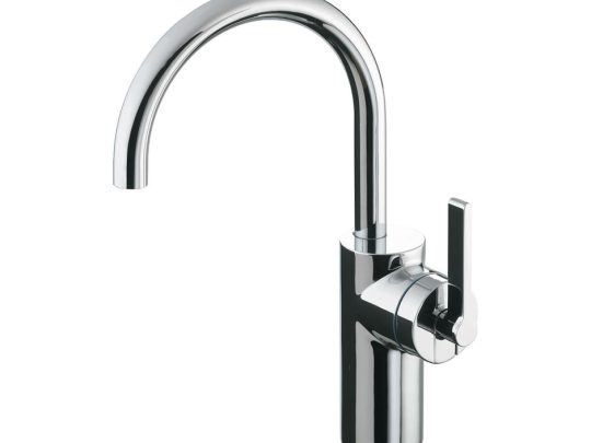 Silver Vessel Washbasin Mixer - 1 Taphole